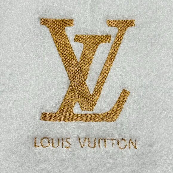 Louis Vuitton Style Towels Embroidered Hand Towel Set White Gold Bathroom Decor - Picture 2 of 2